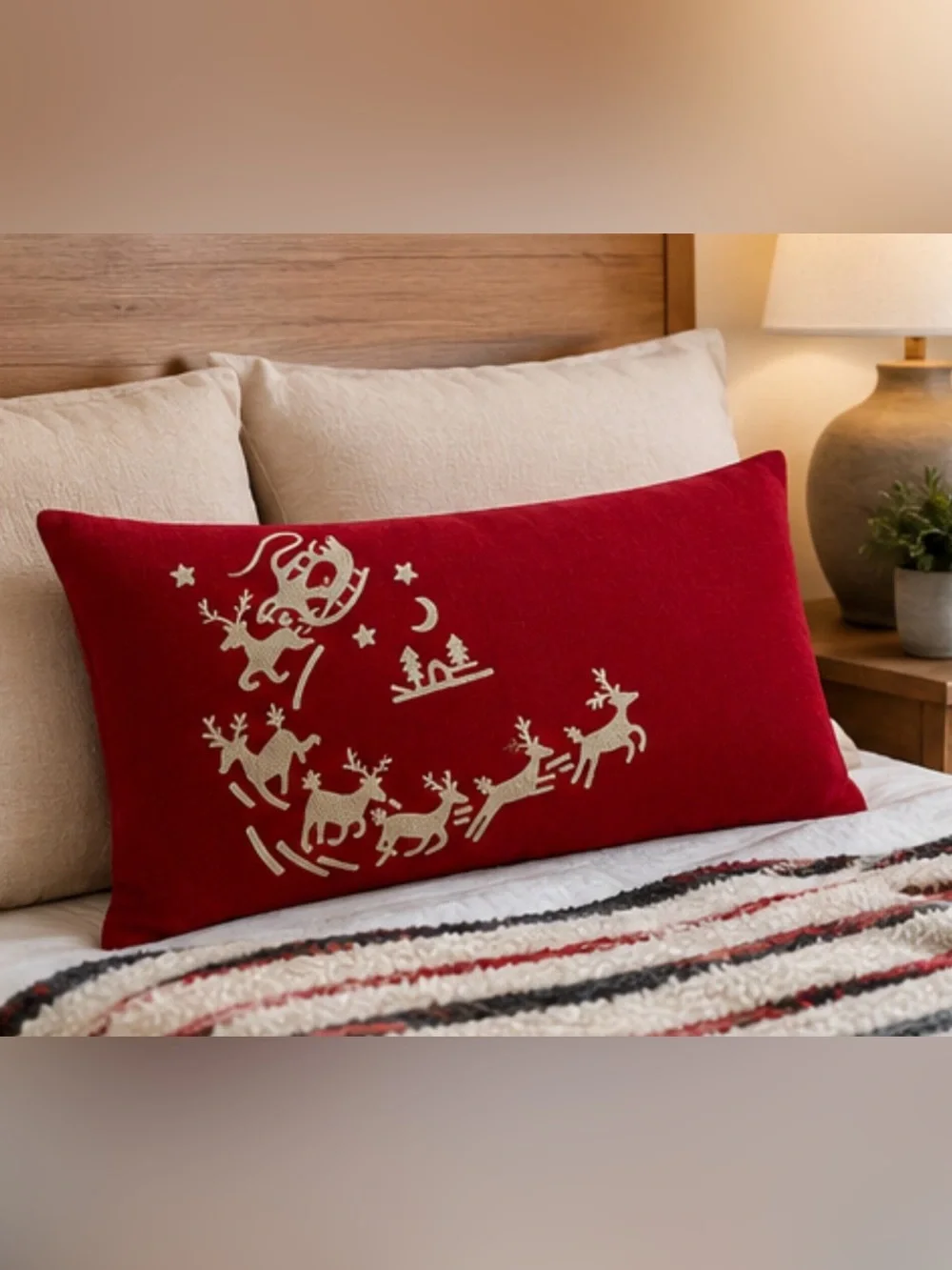 Sarita Handa Embroidered Christmas Pillow Cover 12x21